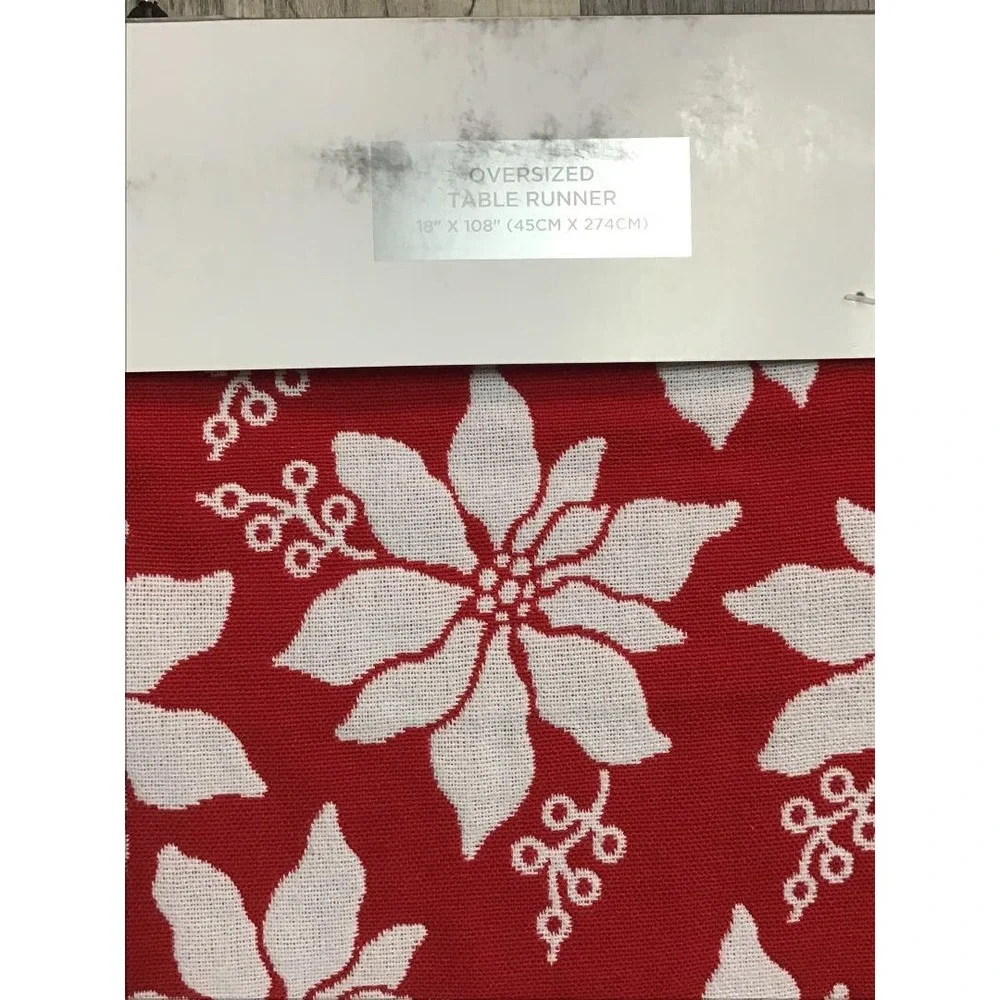 Rachel Ashwell Farmhouse Poinsettia Table Runner 18x108 Farmhouse Cottagecore